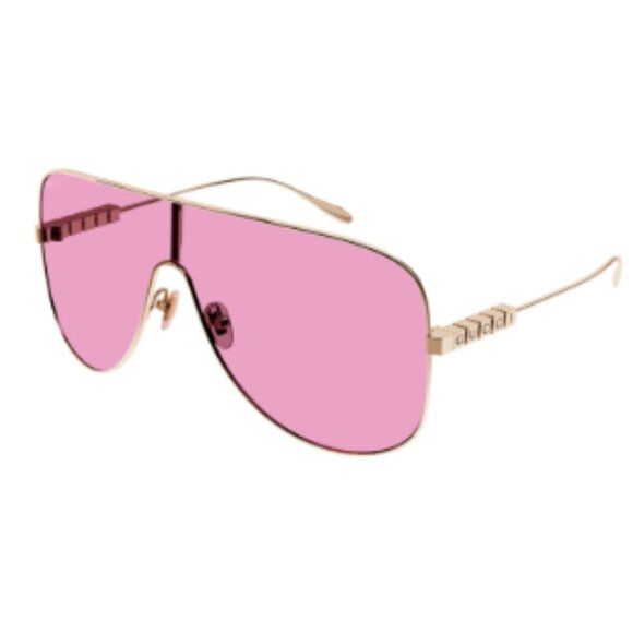 NEW GUCCI MASK OVERSIZED SUNGLASSES GUCCI GG1436S 004 GOLD PINK EYEWEAR - Picture 1 of 4